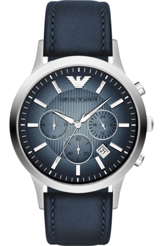  Shop Authentic Emporio Armani Classic Chronograph Blue Dial Blue Leather Strap Watch For Men - AR2473 - Luxxuri
