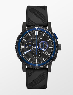  Shop Authentic Burberry The City Chronograph Black Dial Black Rubber Strap Watch For Men - BU9806 - Luxxuri