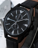  Shop Authentic Emporio Armani Claudio Chronograph Black Dial Black Leather Strap Watch For Men - AR11483 - Luxxuri