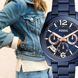  Shop Authentic Fossil Riley Quartz Blue Dial Blue Steel Strap Watch for Women - ES4294 - Luxxuri