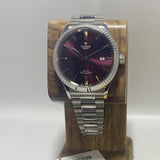  Shop Authentic Tudor Style Automatic Burgundy Red Dial Silver Steel Strap Watch for Men - M12710-0015 - Luxxuri