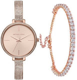  Shop Authentic Michael Kors Jaryn Quartz Rose Gold Dial Rose Gold Steel Strap Watch For Women - MK3785 - Luxxuri