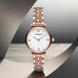  Shop Authentic Emporio Armani Gianni T-Bar Quartz White Dial Rose Gold Steel Strap Watch For Women - AR11267 - Luxxuri