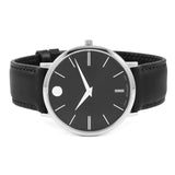  Shop Authentic Movado Ultra Slim Black Dial Black Leather Strap Watch For Men - 0607086 - Luxxuri