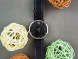  Shop Authentic Movado Ultra Slim Black Dial Black Leather Strap Watch For Men - 0607086 - Luxxuri