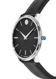  Shop Authentic Movado Ultra Slim Black Dial Black Leather Strap Watch For Men - 0607086 - Luxxuri