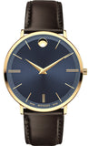  Shop Authentic Movado Ultra Slim Blue Dial Brown Leather Strap Watch For Men - 0607088 - Luxxuri
