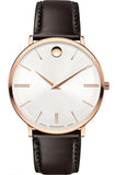  Shop Authentic Movado Ultra Slim White Dial Brown Leather Strap Watch For Men - 0607089 - Luxxuri