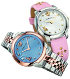  Shop Authentic Versace Audrey Quartz White Dial Pink Leather Strap Watch for Women - VELR00119 - Luxxuri