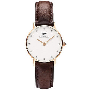  Shop Authentic Daniel Wellington Classy Bristol White Dial Brown Leather Strap Watch For Women - DW00100062 - Luxxuri