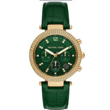  Shop Authentic Michael Kors Parker Chronograph Green Dial Green Leather Strap Watch For Women - MK6985 - Luxxuri