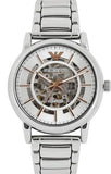  Shop Authentic Emporio Armani Meccanico Skeleton Silver Dial Silver Steel Strap Watch For Men - AR1980 - Luxxuri