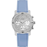  Shop Authentic Guess Confetti Crystal Silver Dial Blue Rubber Strap Watch For Women - W1098L3 - Luxxuri