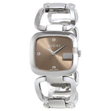  Shop Authentic Gucci G Gucci Brown Dial Silver Steel Strap Watch For Women - YA125401 - Luxxuri