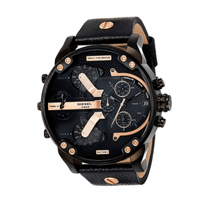  Shop Authentic Diesel Mr Daddy 2.0 Black Dial Black Leather Strap Watch For Men - DZ7350 - Luxxuri