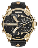  Shop Authentic Diesel Mr Daddy Black & Gold Dial Black Leather Strap Watch For Men - DZ7371 - Luxxuri