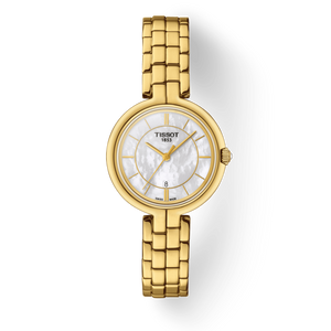  Shop Authentic Tissot Flamingo Mother of Pearl White Dial Gold Steel Strap Watch For Women - T094.210.33.111.00 - Luxxuri