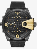  Shop Authentic Diesel Uber Chief Two Hand Black Dial Black Leather Strap Watch For Men - DZ7377 - Luxxuri