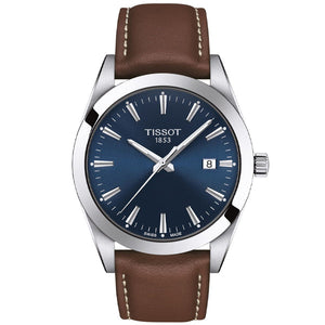  Shop Authentic Tissot Gentleman Blue Dial Brown Leather Strap Watch For Men - T127.410.16.041.00 - Luxxuri