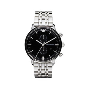  Shop Authentic Emporio Armani Chronograph Black Dial Silver Steel Strap Watch For Men - AR0389 - Luxxuri