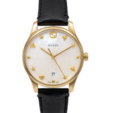  Shop Authentic Gucci G-Timeless Mother of Pearl Dial Black Leather Strap Watch For Women - YA126589 - Luxxuri