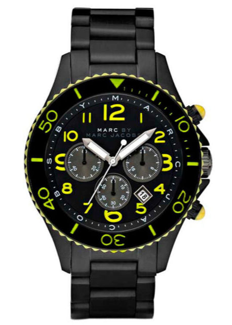  Shop Authentic Marc Jacobs Rock Chronograph Black Dial Black Steel Strap Watch for Men - MBM5026 - Luxxuri