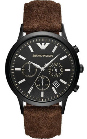  Shop Authentic Emporio Armani Chronograph Black Dial Brown Leather Strap Watch For Men - AR11078 - Luxxuri