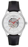  Shop Authentic Emporio Armani Meccanico Silver Skeleton Dial Black Leather Strap Watch For Men - AR2072 - Luxxuri