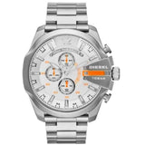  Shop Authentic Diesel Mega Chief Quartz Chronograph White Dial Steel Strap Watch For Men - DZ4328 - Luxxuri