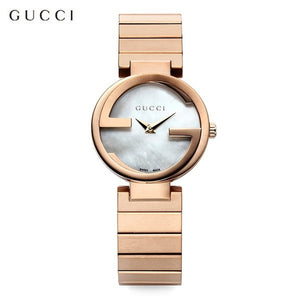  Shop Authentic Gucci G Interlocking Mother of Pearl Dial Rose Gold Steel Strap Watch For Women - YA133515 - Luxxuri