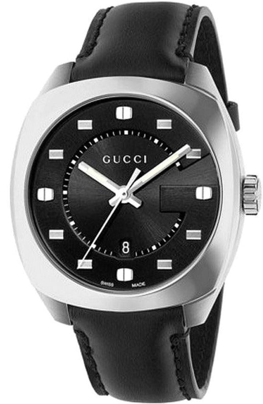  Shop Authentic Gucci GG2570 Quartz Black Dial Black Leather Strap Watch For Men - YA142307 - Luxxuri