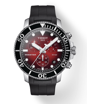  Shop Authentic Tissot Seastar 1000 Chronograph Red Dial Black Rubber Strap Watch For Men - T120.417.17.421.00 - Luxxuri