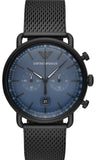  Shop Authentic Emporio Armani Aviator Chronograph Blue Dial Black Mesh Bracelet Watch For Men - AR11201 - Luxxuri