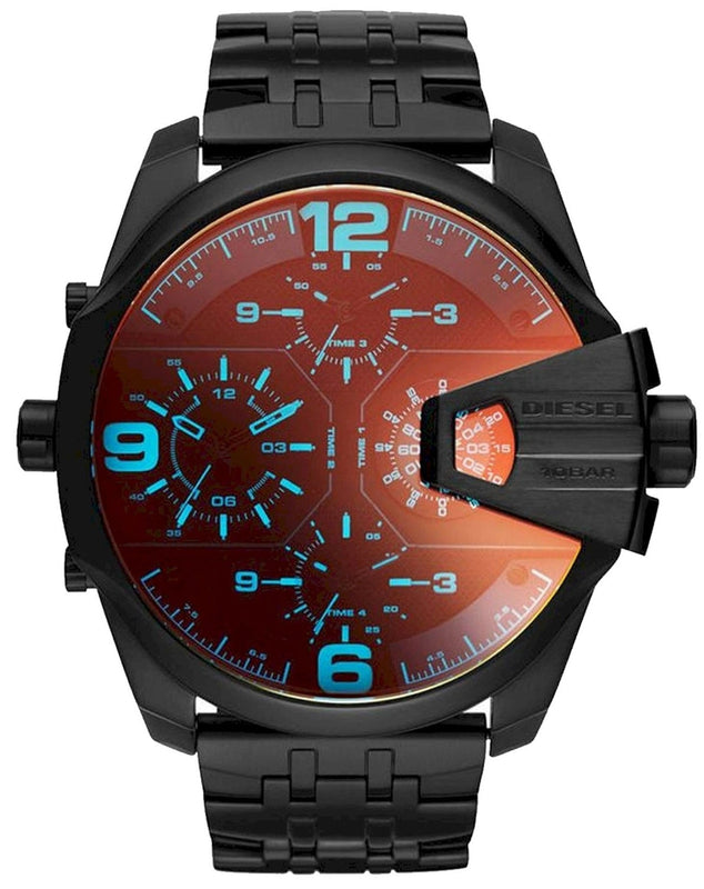  Shop Authentic Diesel Uber Chief Chronograph Red Dial Black Steel Strap Watch For Men - DZ7373 - Luxxuri