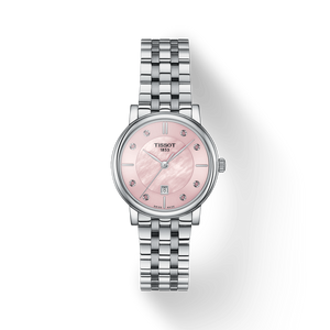  Shop Authentic Tissot Carson Premium Lady Mother of Pearl Pink Dial Silver Steel Strap Watch For Women - T122.210.11.159.00 - Luxxuri