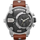  Shop Authentic Diesel SBA Dual Time Black Dial Brown Leather Strap Watch For Men - DZ7264 - Luxxuri