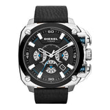  Shop Authentic Diesel BAMF Chronograph Black Dial Black Leather Strap Watch For Men - DZ7345 - Luxxuri