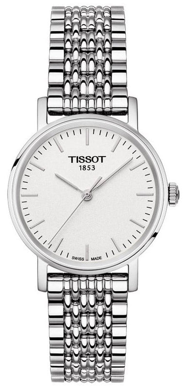  Shop Authentic Tissot Everytime Small White Dial Silver Mesh Bracelet Watch For Women - T109.210.11.031.00 - Luxxuri