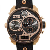  Shop Authentic Diesel Big Daddy Gold & Black Dial Black Leather Strap Watch For Men - DZ7261 - Luxxuri