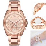 Shop Authentic Michael Kors Brecken Chronograph Quartz Rose Gold Dial Rose Gold Steel Strap Watch For Women - MK6367 - Luxxuri