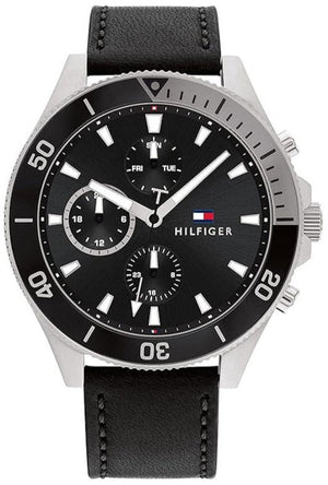 Shop Authentic Tommy Hilfiger Larson Chronograph Black Dial Black Leather Strap Watch For Men - 1791984 - Luxxuri