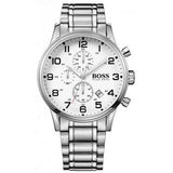  Shop Authentic Hugo Boss Aeroliner Chronograph White Dial Silver Steel Strap Watch for Men - 1513182 - Luxxuri