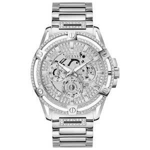  Shop Authentic Guess King Quartz Silver Dial Silver Steel Strap Watch For Men - GW0497G1 - Luxxuri