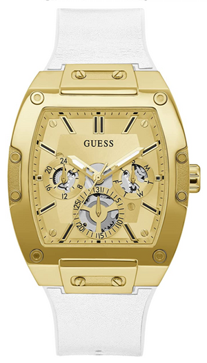  Shop Authentic Guess Phoenix Multifunction Gold Dial White Leather Strap Watch for Men - GW0202G6 - Luxxuri