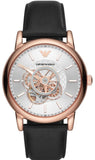  Shop Authentic Emporio Armani Luigi Automatic Silver Dial Black Leather Strap Watch For Men - AR60013 - Luxxuri