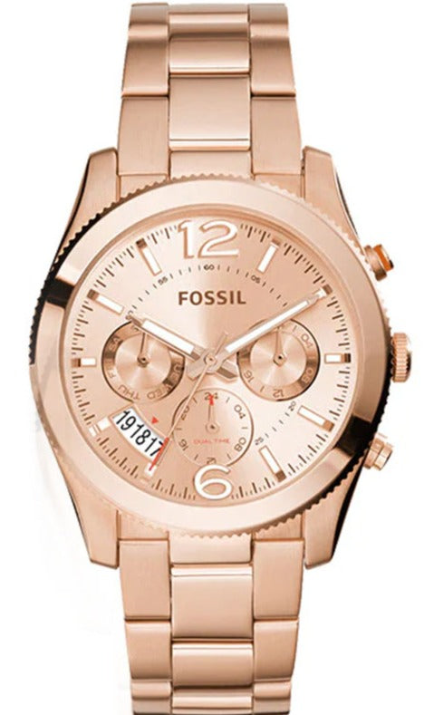  Shop Authentic Fossil Boyfriend Multifunction Rose Gold Dial Rose Gold Steel Strap Watch for Women - ES3885 - Luxxuri