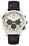  Shop Authentic Guess Chronograph Quartz White Dial Brown Leather Strap Watch For Men - W0380G1 - Luxxuri