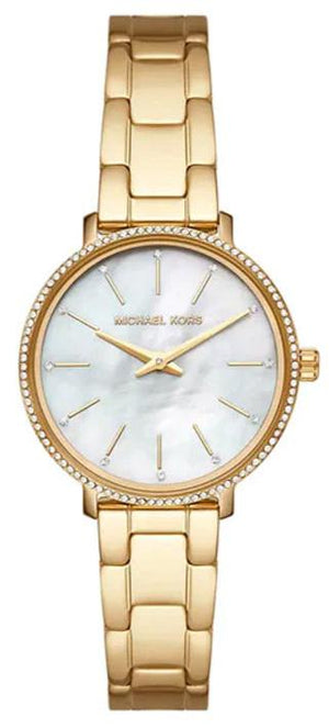  Shop Authentic Michael Kors Quartz Mother of Pearl White Dial Gold Steel Strap Watch For Women - MK1065 - Luxxuri
