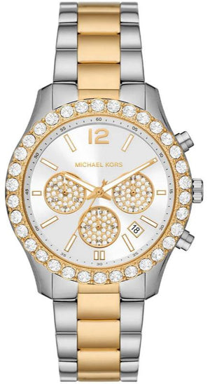  Shop Authentic Michael Kors Berkley Chronograph Silver Dial Two Tone Steel Strap Watch For Women - MK7415 - Luxxuri