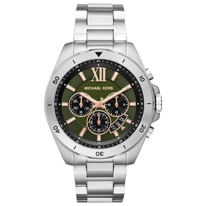  Shop Authentic Michael Kors Brecken Chronograph Green Dial Silver Steel Strap Watch For Men - MK8984 - Luxxuri